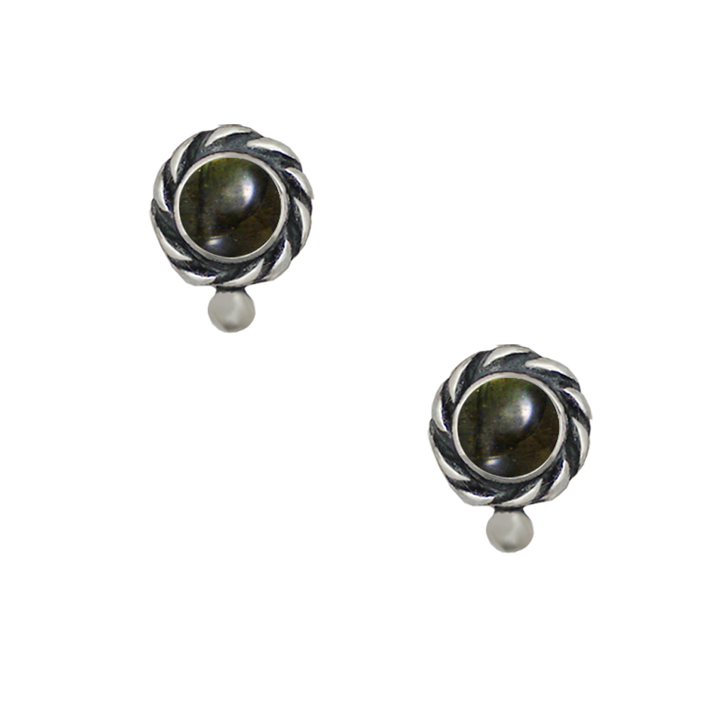 Sterling Silver Petite Spectrolite Post Stud Earrings